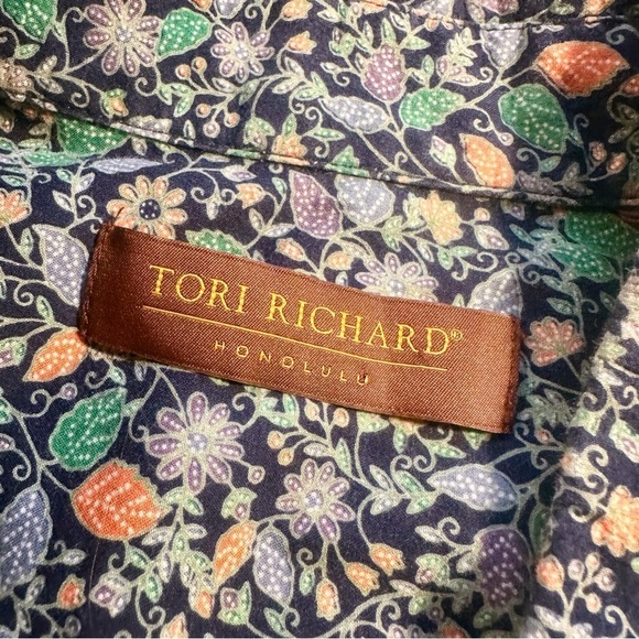 Tori Richard Men’s Long Sleeve Cotton Button-Down Shirt in Navy Blue “Lawn” Sz M - Picture 2 of 13